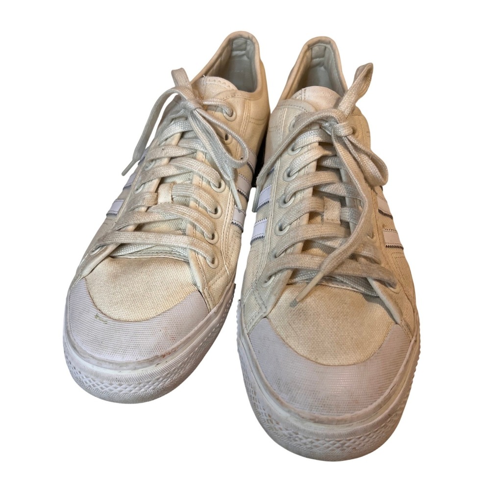 Adidas NIZZA RF Canvas Sneakers Cream‎ White Low Top Men's Size 13